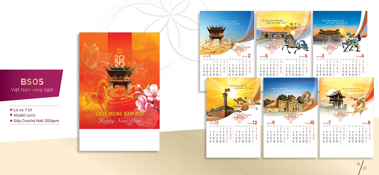 Lịch Tết in theo yêu cầu, chất lượng cao, quà tặng ý nghĩa